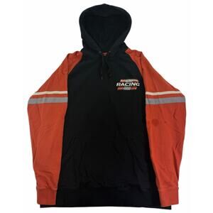 VTG Harley Davidson Motorcycle Hoodie Men's Large Racing Embroidered Sweatshirt